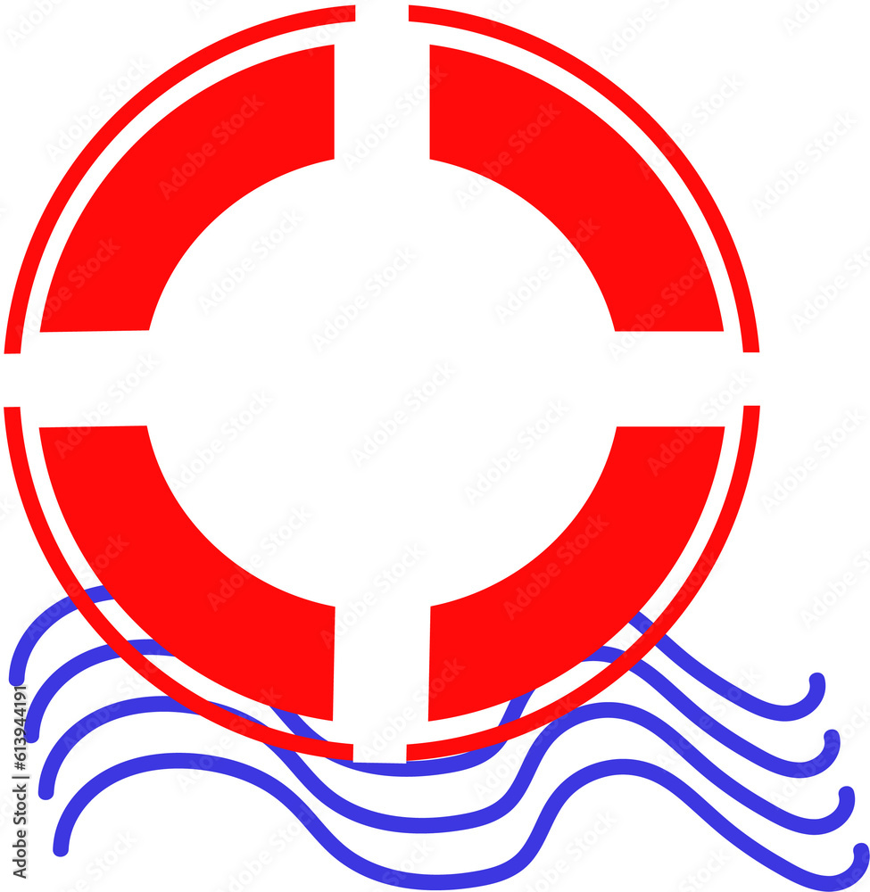 Lifebuoy and waves for decoration.
Lifebuoy and waves for decoration.