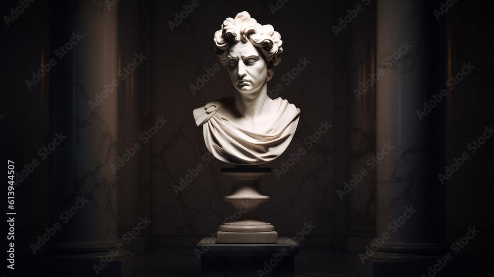 A white classic bust, created with generative AI technology A white classic bust, created with generative AI technology