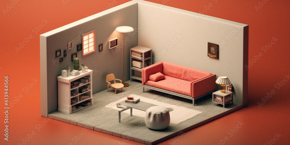 A miniature home scene, created with generative AI technology