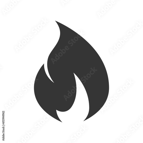 Fire icon, simple black emoji in flat style