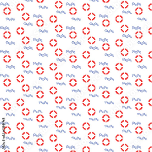 Background with lifebuoy and waves.