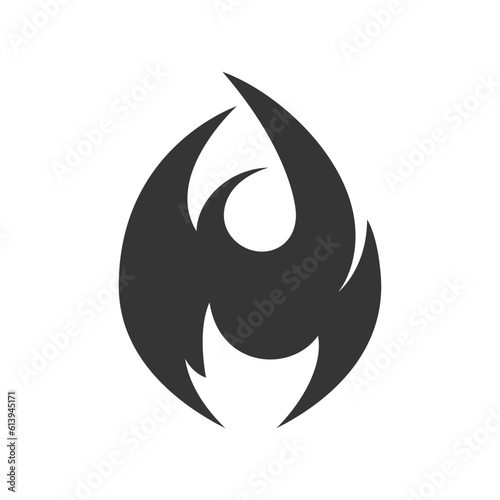 Fire icon, simple black emoji in flat style