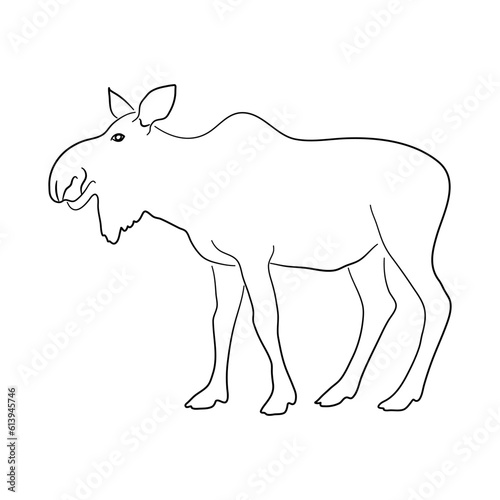 Silhouette of a Moose made in sketch style. Vector illustration.
