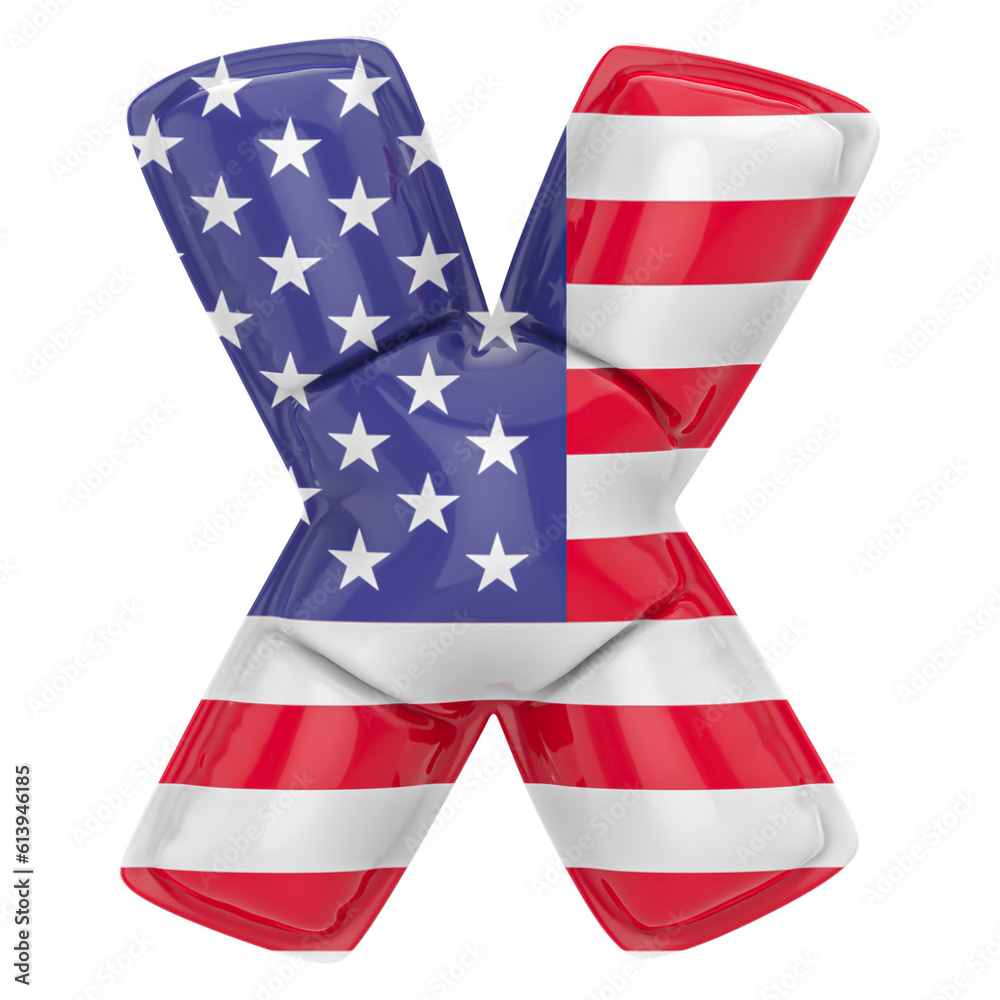 Obraz premium Balloon X Font Flag USA 3D Render