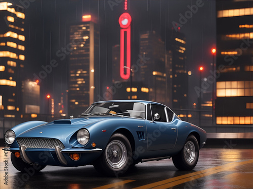 60s concept car. AI generated illustration © vector_master