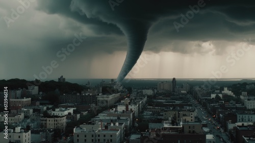 Huge tornado sweeps across an american city, Generative AI