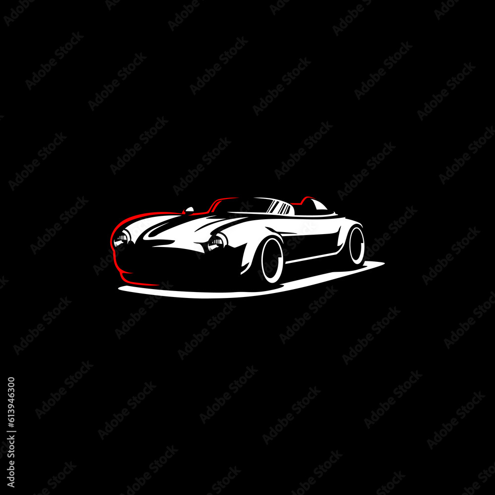 vector classic sport car on black background. use for logo and illustration