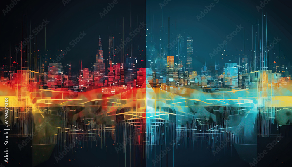 abstract background with the city. generative AI