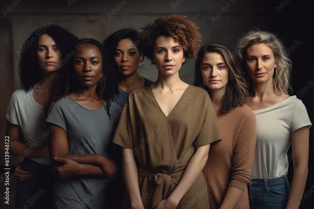Group of multiracial woman standing together Generative AI Group of multiracial woman standing together Generative AI