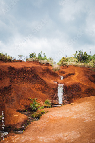 Red Dirt Waterfall in Waimea Canyon State park on the island of Kauai, Hawaii