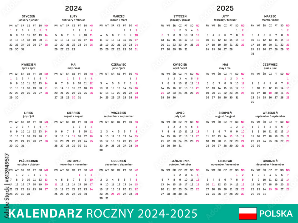 Kalendarz skrócony roczny 2025 Kalendarz skrócony roczny 2025