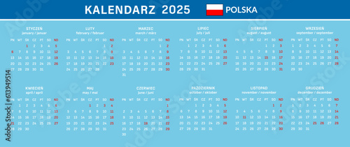 Kalendarz skrócony roczny 2025