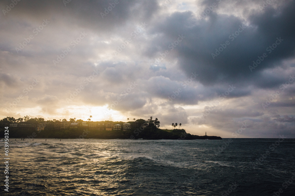 Beautiful and cloudy sunrise over Nawiliwili Bay in Kauai, Hawaii Beautiful and cloudy sunrise over Nawiliwili Bay in Kauai, Hawaii