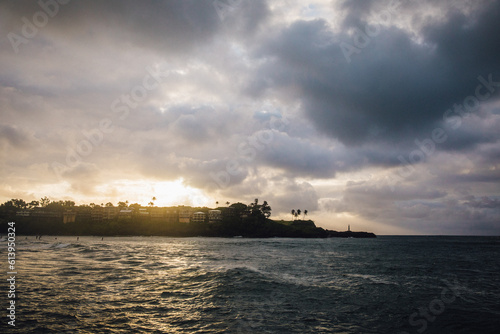 Beautiful and cloudy sunrise over Nawiliwili Bay in Kauai, Hawaii