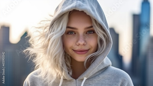 young adult woman with blon...