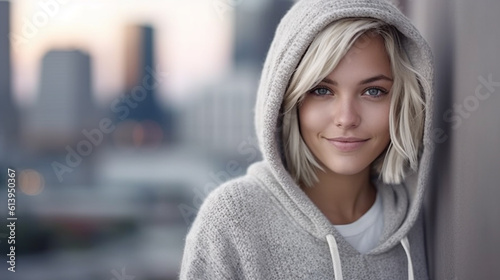 young adult woman with blon...