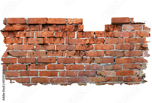 Photo pile of brick wall ,isolated on transparent background, generative ai