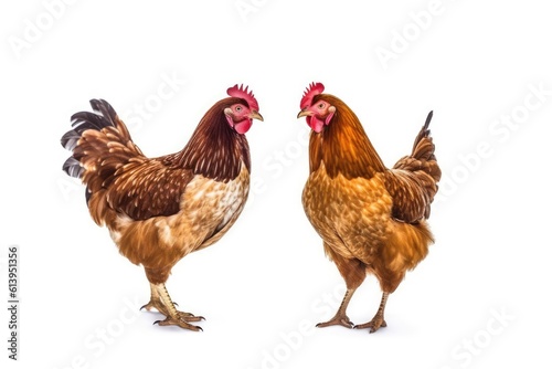 two_brown_and_white_chickens