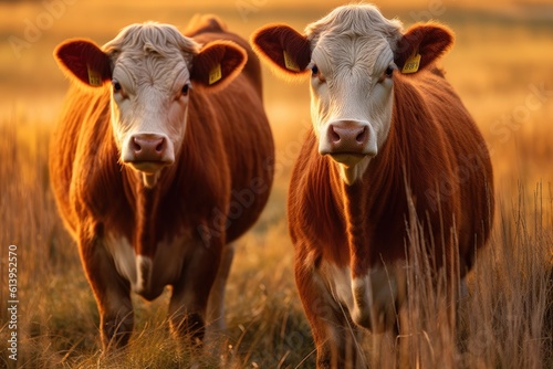 two cows on a field Generative AI