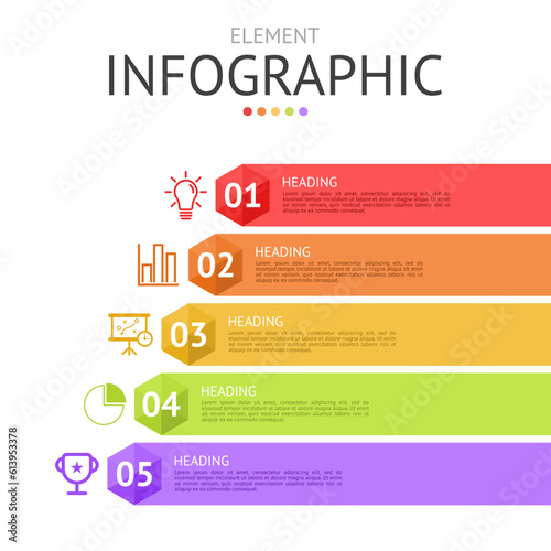 hexagon pyramid line level for infographic. used for process diagram, presentation, working flow, information layout, banner, chart, and graph. business concept with 5 options. data visualization.