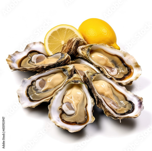 Delicious seafood oysters isolated on white background