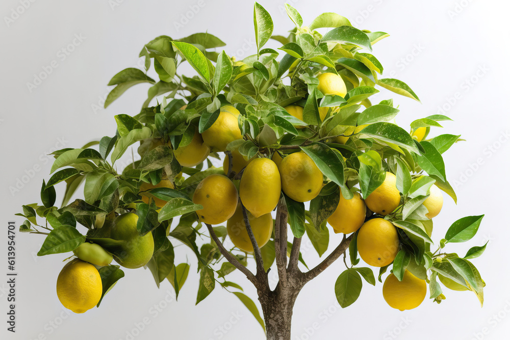 lemon tree white background ,lemons on tree,lemon tree with leaves,lemon tree branch