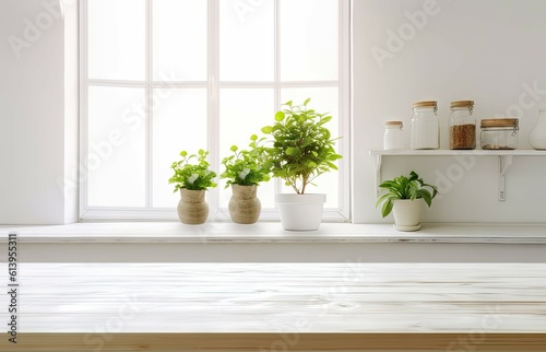 House decor inspiration. Table with stylish pot and plant on modern interior table