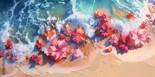 "Island Blush: Pink Hibiscus Flourishing in Paradise" | Background Design | AI Generated Artwork