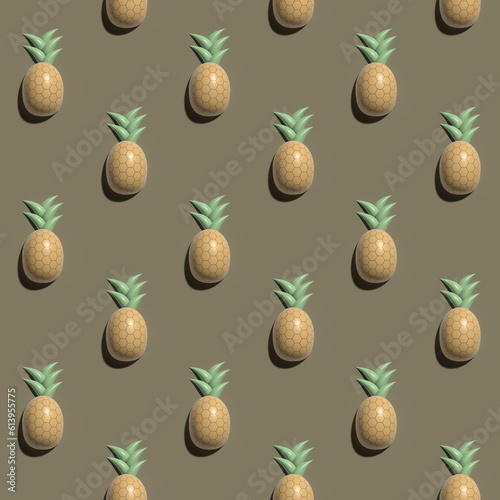 Seamless pattern pineapple tropical fruit
