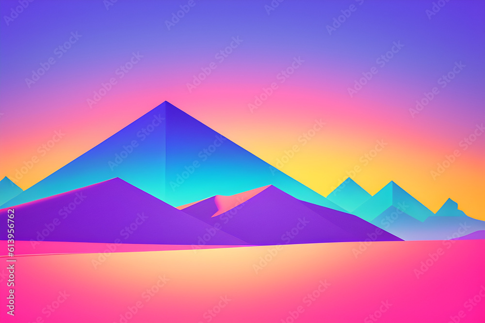 Abstract geometric landscape, colorful illustration. Generative AI