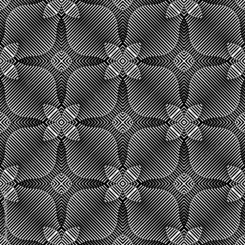  Background with abstract shapes. Black and white texture. Seamless monochrome repeating pattern for decor, fabric, cloth. © t2k4