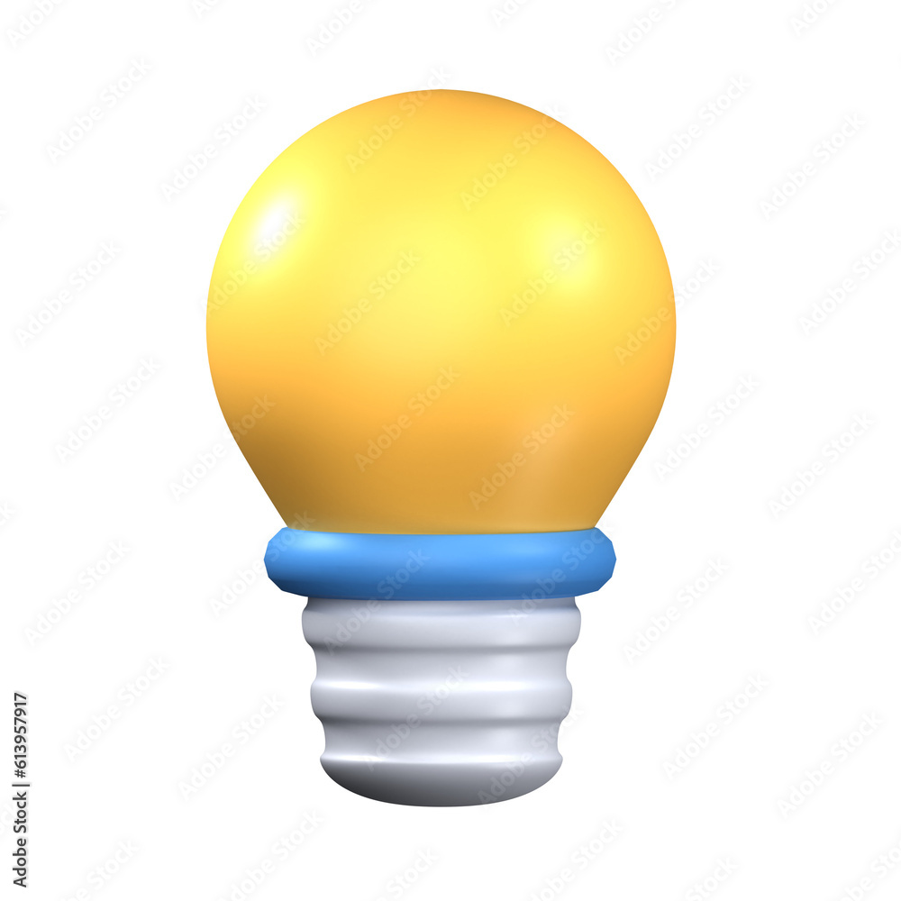 3D icon light bulb idea isolated on the transparent background, 3d lamp render illustration 3D icon light bulb idea isolated on the transparent background, 3d lamp render illustration