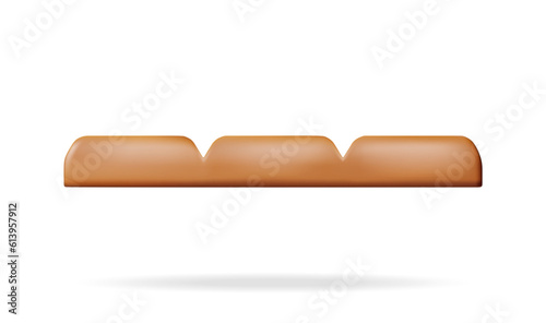 3D Milk Chocolate Bar Side View Isolated on White. Render Brown Chocolate Piece. Sweet Delicious Candy Product. Cocoa Tasty Dessert. Realistic Vector Illustration