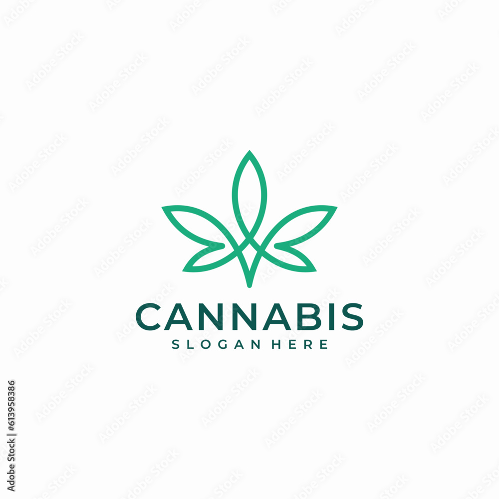 Cannabis line logo design vector