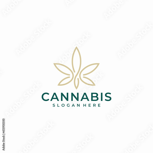 Cannabis line logo design vector