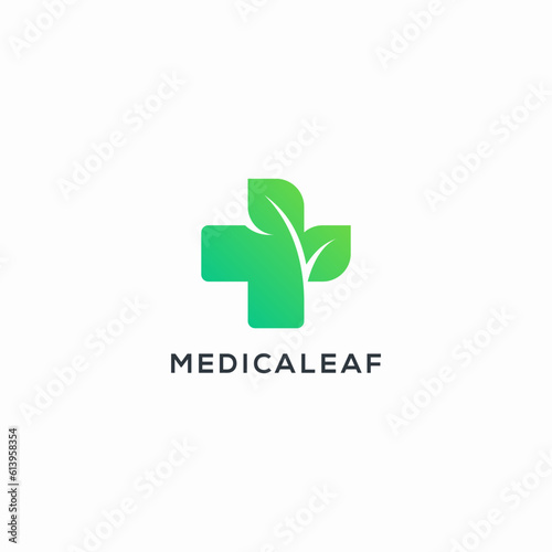 medical leaf logo design vector