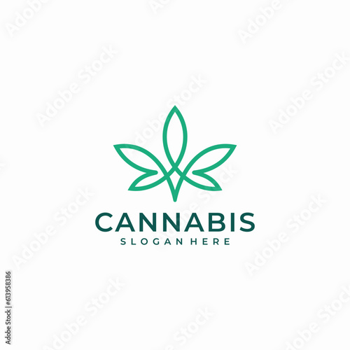 Cannabis line logo design vector