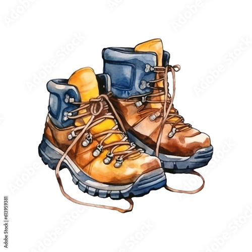Shoes, boots, Hiking shoes, Various hiking equipment, generative AI