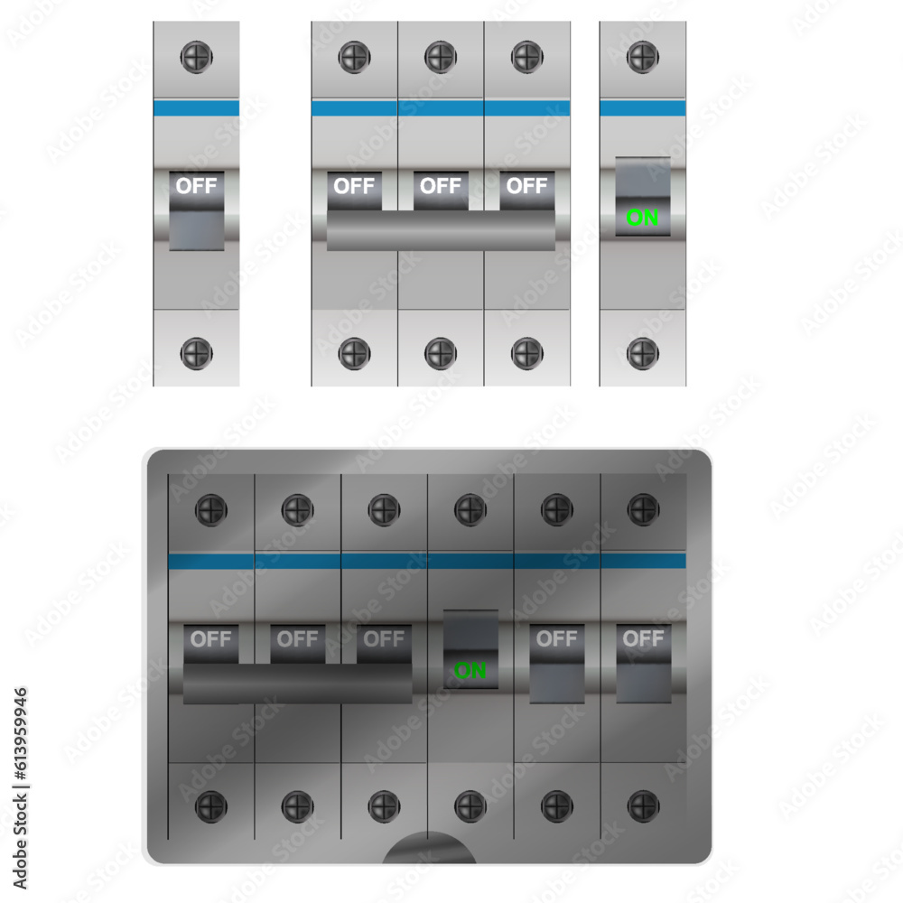 Circuit breaker. A set of automatic switches. Vector graphics Circuit breaker. A set of automatic switches. Vector graphics