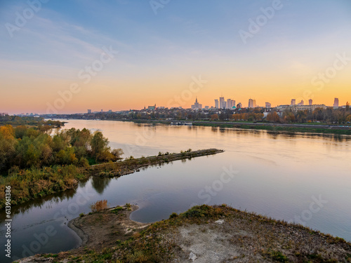 River Vistula at sunset, Warsaw, Masovian Voivodeship, Poland © Karol Kozłowski