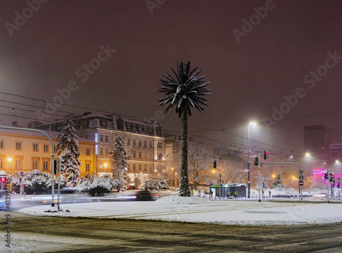 Artificial Palm Tree at Charles de Gaulle Roundabout, Warsaw, Masovian Voivodeship, Poland