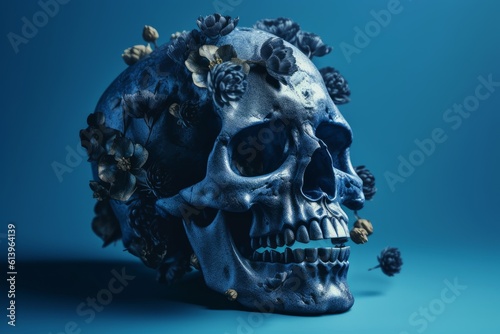 skull decorated with colorful flowers