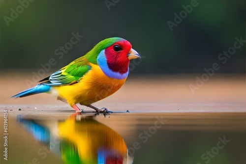 Gouldian finch on the branch generated by Ai