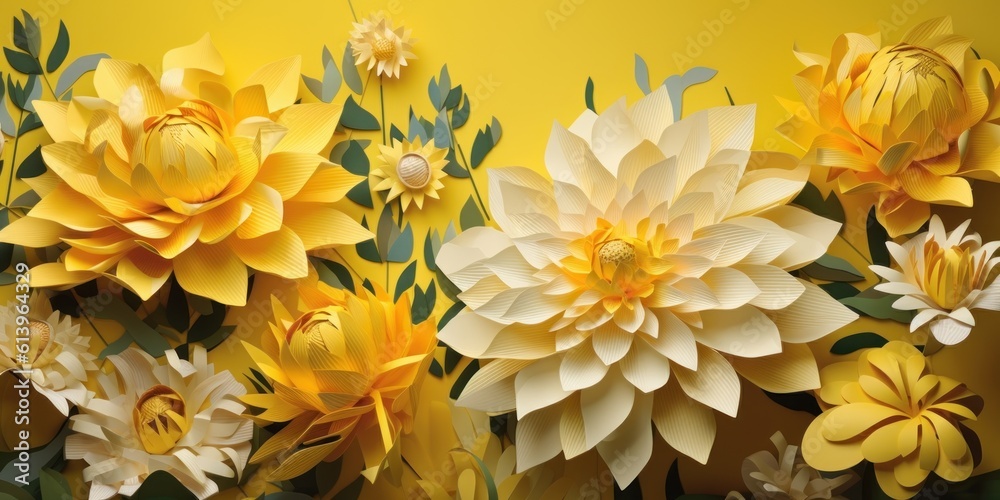 beautiful and colorful paper cut flowers