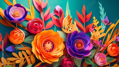 beautiful and colorful paper cut flowers