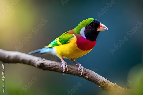 Gouldian finch on the branch generated by Ai © insta_photos