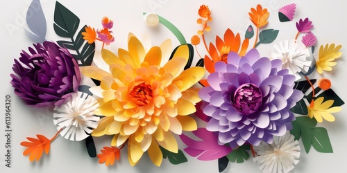 beautiful and colorful paper cut flowers