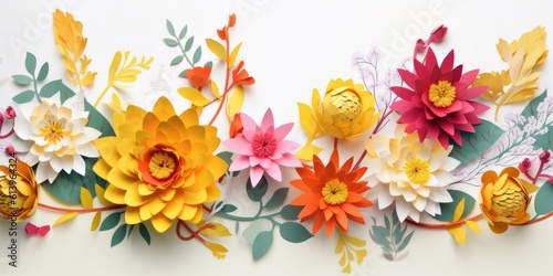 beautiful and colorful paper cut flowers