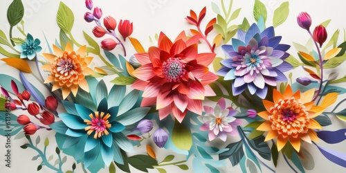 beautiful and colorful paper cut flowers