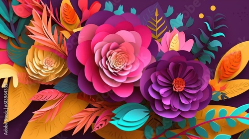 beautiful and colorful paper cut flowers